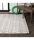 Ourika Moroccan Geometric Textured Weave Cream/Black 9 ft. x 12 ft. Indoor/Outdoor Area Rug