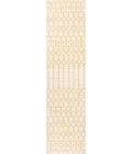 Ourika Moroccan Geometric Textured Weave Cream/Yellow 2 ft. x 10 ft. Indoor/Outdoor Runner Rug