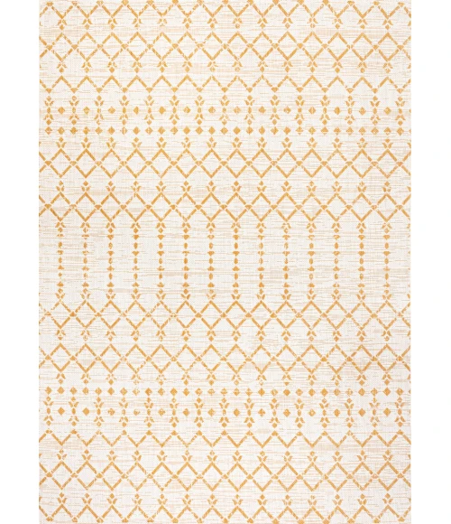 Ourika Moroccan Geometric Textured Weave Cream/Yellow 3 ft. x 5 ft. Indoor/Outdoor Area Rug