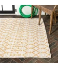 Ourika Moroccan Geometric Textured Weave Cream/Yellow 3 ft. x 5 ft. Indoor/Outdoor Area Rug