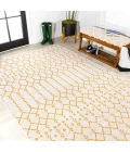Ourika Moroccan Geometric Textured Weave Cream/Yellow 3 ft. x 5 ft. Indoor/Outdoor Area Rug