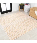 Ourika Moroccan Geometric Textured Weave Cream/Yellow 5' Square Indoor/Outdoor Area Rug