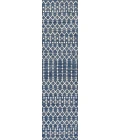 Ourika Moroccan Geometric Textured Weave Navy/Beige 2 ft. x 8 ft. Indoor/Outdoor Runner Rug