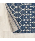 Ourika Moroccan Geometric Textured Weave Navy/Beige 5' Square Indoor/Outdoor Area Rug