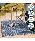 Ourika Moroccan Geometric Textured Weave Navy/Beige 5' Square Indoor/Outdoor Area Rug