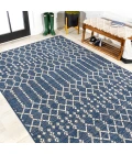 Ourika Moroccan Geometric Textured Weave Navy/Beige 8 ft. x 10 ft. Indoor/Outdoor Area Rug