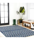 Ourika Moroccan Geometric Textured Weave Navy/Beige 8 ft. x 10 ft. Indoor/Outdoor Area Rug