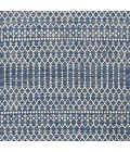 Ourika Moroccan Geometric Textured Weave Navy/Beige 5' Square Indoor/Outdoor Area Rug