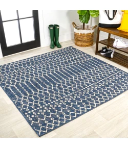 Jonathany Santa Monica SMB108K Navy/Beige Area Rug 5 ft. 3 in. X 5 ft. 3 in. Square