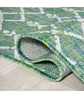 Ourika Moroccan Geometric Textured Weave Ivory/Green 5' Square Indoor/Outdoor Area Rug