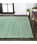 Ourika Moroccan Geometric Textured Weave Green/Cream 5 ft. x 8 ft. Indoor/Outdoor Area Rug