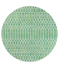 Jonathany Santa Monica SMB108L Ivory/Green Area Rug 5 ft. 3 in. X 5 ft. 3 in. Round