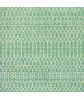Ourika Moroccan Geometric Textured Weave Ivory/Green 5' Square Indoor/Outdoor Area Rug