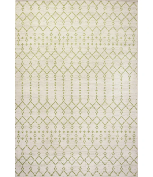 Ourika Moroccan Geometric Textured Weave Cream/Green 8 ft. x 10 ft. Indoor/Outdoor Area Rug
