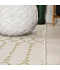 Ourika Moroccan Geometric Textured Weave Cream/Green 2 ft. x 10 ft. Indoor/Outdoor Runner Rug