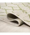 Ourika Moroccan Geometric Textured Weave Cream/Green 2 ft. x 10 ft. Indoor/Outdoor Runner Rug