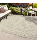 Ourika Moroccan Geometric Textured Weave Cream/Green 8 ft. x 10 ft. Indoor/Outdoor Area Rug