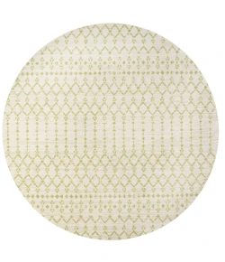 Jonathany Santa Monica SMB108M Cream/Green Area Rug 5 ft. 3 in. X 5 ft. 3 in. Round