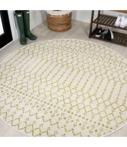 Jonathany Santa Monica SMB108M Cream/Green Area Rug 5 ft. 3 in. X 5 ft. 3 in. Round
