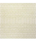 Ourika Moroccan Geometric Textured Weave Cream/Green 5' Square Indoor/Outdoor Area Rug