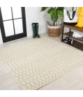 Ourika Moroccan Geometric Textured Weave Cream/Green 5' Square Indoor/Outdoor Area Rug