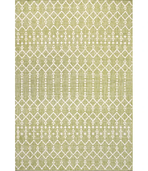 Ourika Moroccan Geometric Textured Weave Light Green/Cream 5 ft. x 8 ft. Indoor/Outdoor Area Rug