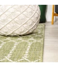 Ourika Moroccan Geometric Textured Weave Light Green/Cream 5' Round Indoor/Outdoor Area Rug