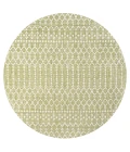Ourika Moroccan Geometric Textured Weave Light Green/Cream 5' Round Indoor/Outdoor Area Rug