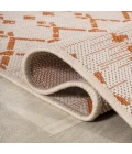 Ourika Moroccan Geometric Textured Weave Cream/Orange 2 ft. x 10 ft. Indoor/Outdoor Runner Rug
