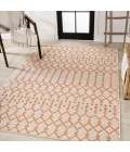 Ourika Moroccan Geometric Textured Weave Cream/Orange 4 ft. x 6 ft. Indoor/Outdoor Area Rug