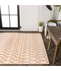 Ourika Moroccan Geometric Textured Weave Cream/Orange 4 ft. x 6 ft. Indoor/Outdoor Area Rug
