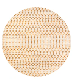 Jonathany Santa Monica SMB108O Cream/Orange Area Rug 5 ft. 3 in. X 5 ft. 3 in. Round