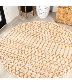 Jonathany Santa Monica SMB108O Cream/Orange Area Rug 5 ft. 3 in. X 5 ft. 3 in. Round