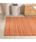 Ourika Moroccan Geometric Textured Weave Orange/Cream 5' Square Indoor/Outdoor Area Rug