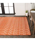 Ourika Moroccan Geometric Textured Weave Orange/Cream 5' Square Indoor/Outdoor Area Rug