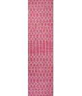Ourika Moroccan Geometric Textured Weave Fuchsia/Light Gray 2 ft. x 10 ft. Indoor/Outdoor Runner Rug