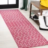 Jonathany Santa Monica SMB108Q Fuchsia/Light Gray Area Rug 2 ft. 2 in. X 10 ft. Runner