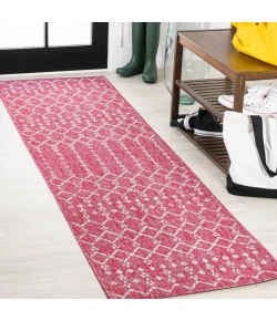Jonathany Santa Monica SMB108Q Fuchsia/Light Gray Area Rug 2 ft. 2 in. X 10 ft. Runner