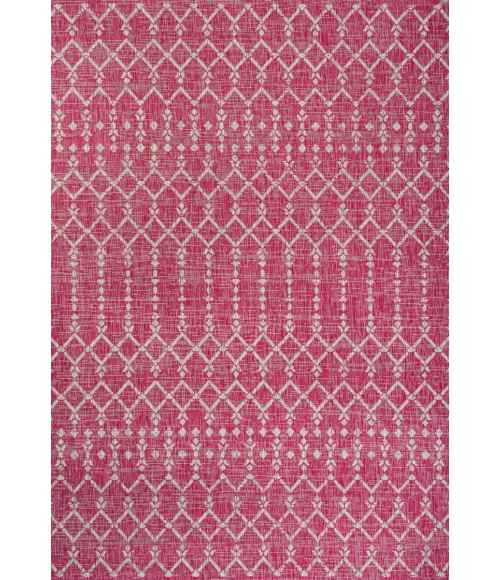 Ourika Moroccan Geometric Textured Weave Fuchsia/Light Gray 9 ft. x 12 ft. Indoor/Outdoor Area Rug
