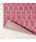 Ourika Moroccan Geometric Textured Weave Fuchsia/Light Gray 5' Square Indoor/Outdoor Area Rug