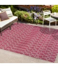 Ourika Moroccan Geometric Textured Weave Fuchsia/Light Gray 9 ft. x 12 ft. Indoor/Outdoor Area Rug