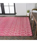 Ourika Moroccan Geometric Textured Weave Fuchsia/Light Gray 9 ft. x 12 ft. Indoor/Outdoor Area Rug