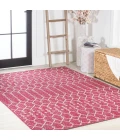 Ourika Moroccan Geometric Textured Weave Fuchsia/Light Gray 9 ft. x 12 ft. Indoor/Outdoor Area Rug