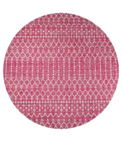 Jonathany Santa Monica SMB108Q Fuchsia/Light Gray Area Rug 5 ft. 3 in. X 5 ft. 3 in. Round