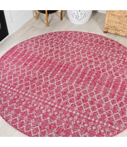 Jonathany Santa Monica SMB108Q Fuchsia/Light Gray Area Rug 5 ft. 3 in. X 5 ft. 3 in. Round