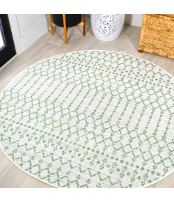 Jonathany Santa Monica SMB108R Green/Ivory Area Rug 5 ft. 3 in. X 5 ft. 3 in. Round