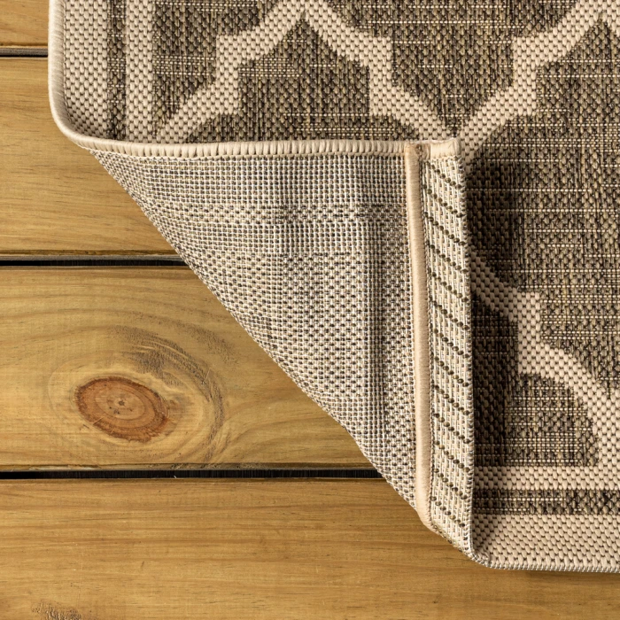 Trebol Moroccan Trellis Textured Weave Brown/Beige 4 ft. x 6 ft. Indoor/Outdoor Area Rug