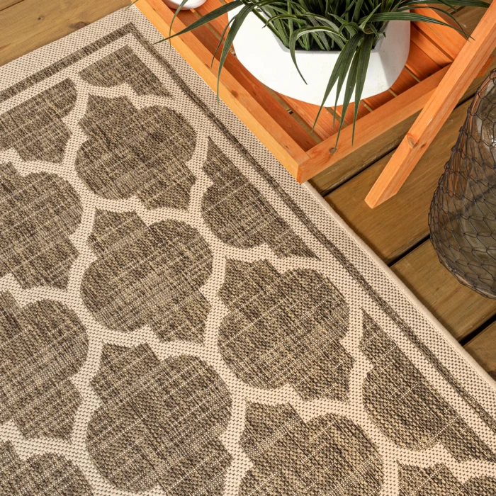 Trebol Moroccan Trellis Textured Weave Brown/Beige 4 ft. x 6 ft. Indoor/Outdoor Area Rug