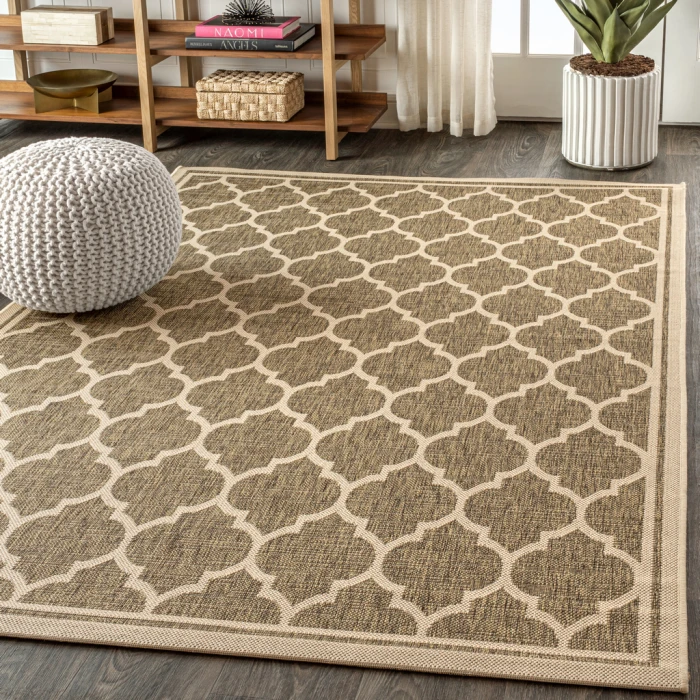 Trebol Moroccan Trellis Textured Weave Brown/Beige 4 ft. x 6 ft. Indoor/Outdoor Area Rug