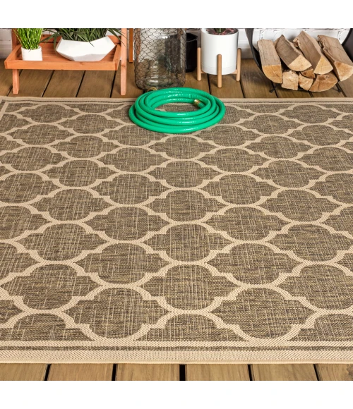 Trebol Moroccan Trellis Textured Weave Brown/Beige 5 ft. x 8 ft. Indoor/Outdoor Area Rug